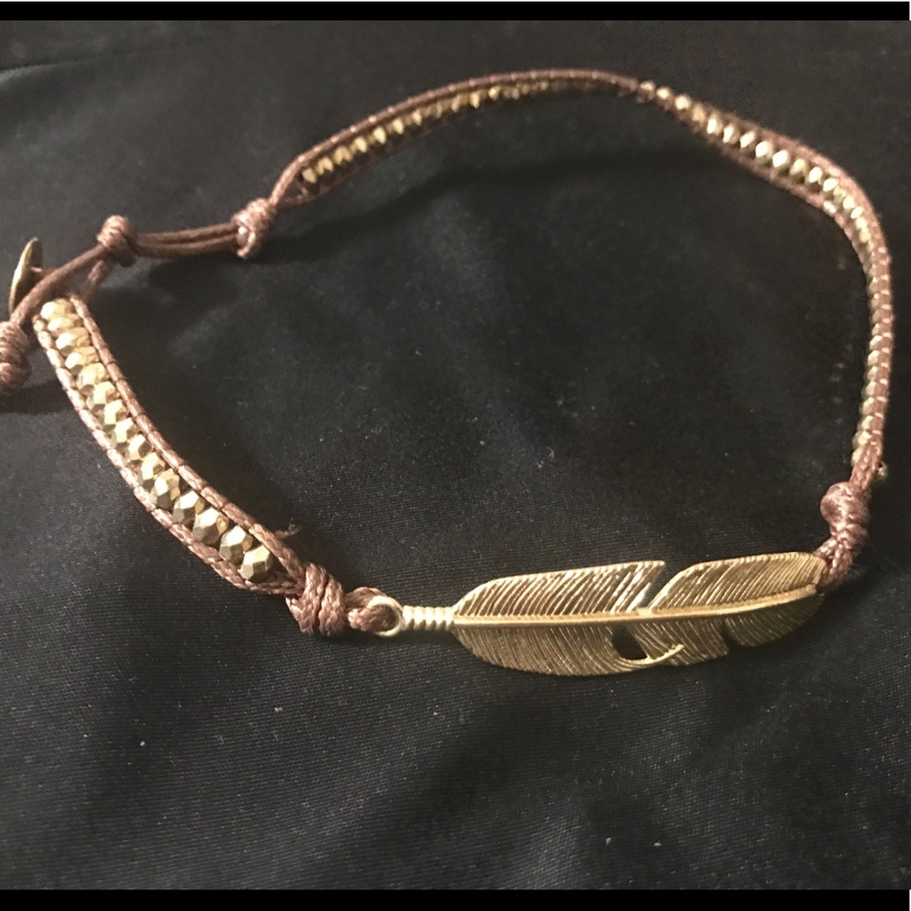 Leather & gold leaf choker
